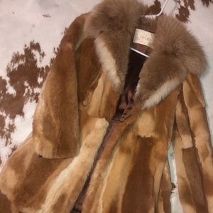 Fox fur mid length coat